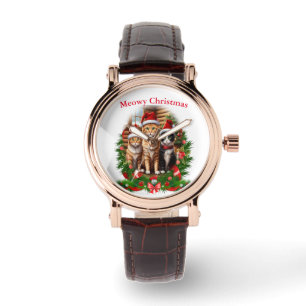 Frohe Weihnachtskatzen Tiere Armbanduhr