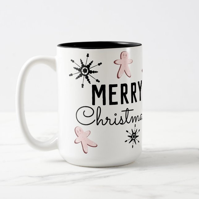 Frohe Weihnachtskekse Gingerbread Zweifarbige Tasse (Links)