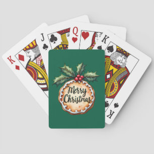 Frohe Weihnachtskekse mit Stechpalmenbeeren Spielkarten