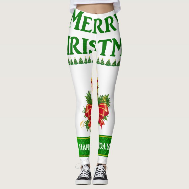 Frohe Weihnachtskerze Leggings (Vorderseite)