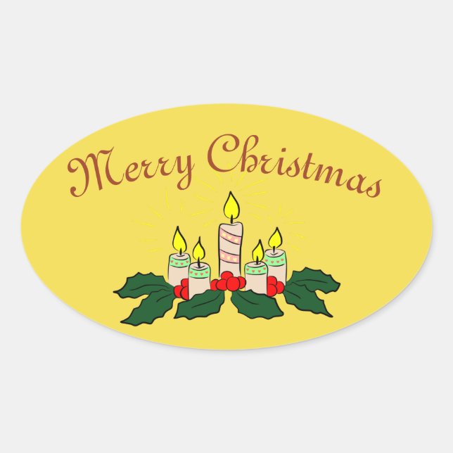Frohe Weihnachtskerze Oval Sticker (Vorderseite)