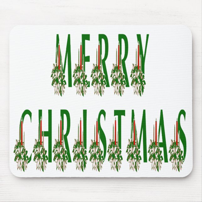 Frohe Weihnachtskerze Schriftart Mousepad (Vorne)