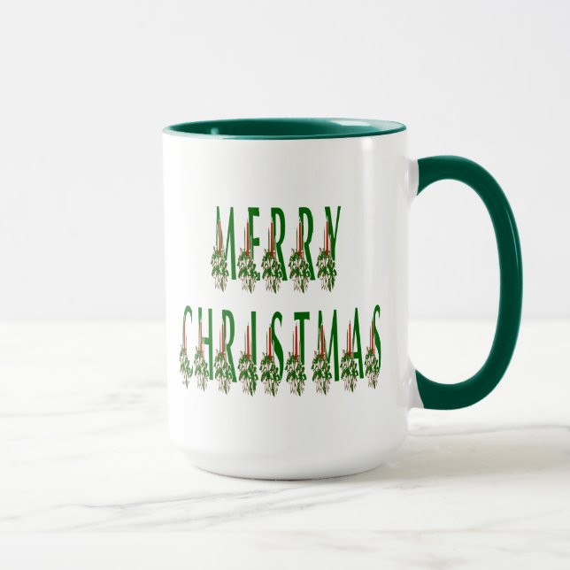 Frohe Weihnachtskerze Schriftart Tasse (Rechts)