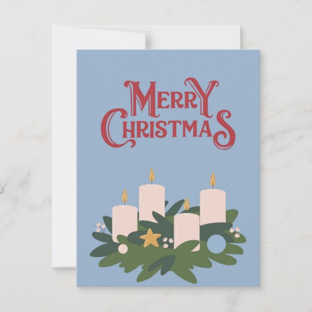 Frohe Weihnachtskerzen Feiertagskarte (Vorderseite)