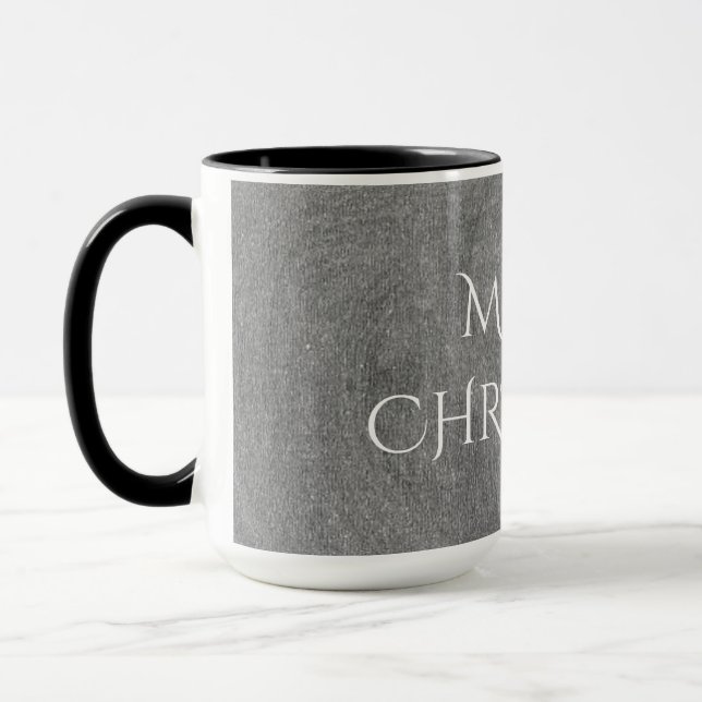 Frohe Weihnachtskhalkboard Typografie Schwarz-weiß Tasse (Links)