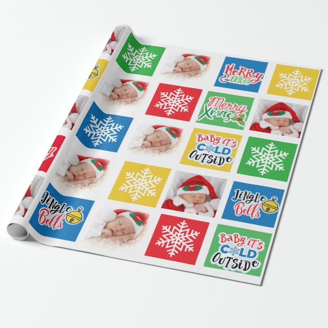 Frohe Weihnachtskids & Baby Collage Packpapier (Ungerollt)