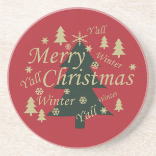 Frohe Weihnachtskiefer dekoriert Getränkeuntersetzer