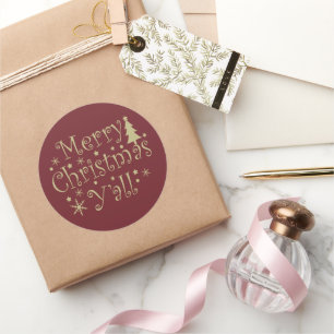 Frohe Weihnachtskiefer dekoriert Runder Aufkleber