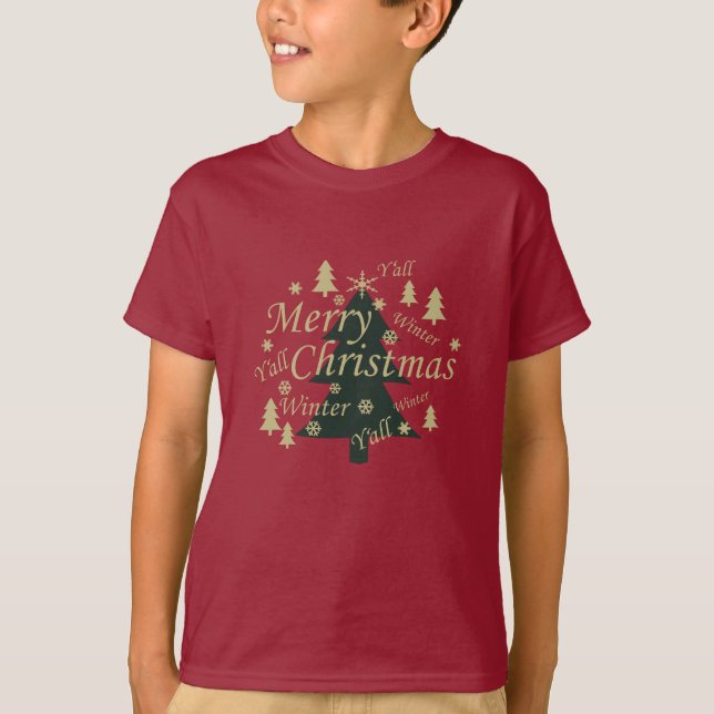 Frohe Weihnachtskiefer dekoriert T-Shirt (Vorderseite)