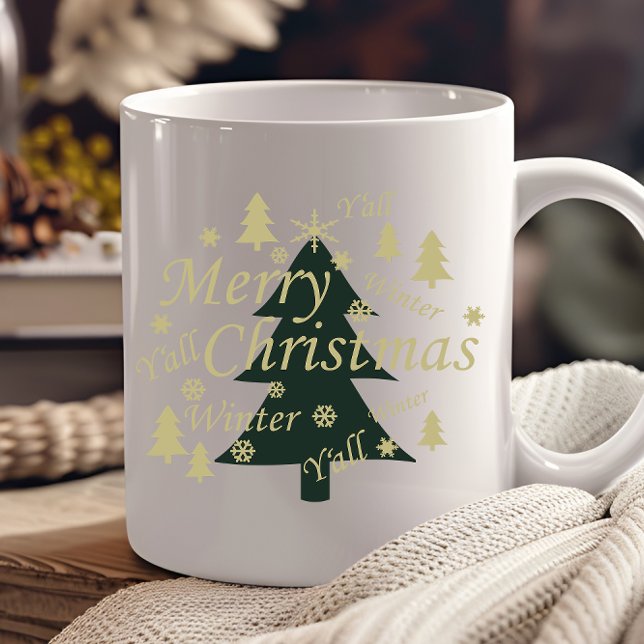 Frohe Weihnachtskiefer dekoriert Tasse (Von Creator hochgeladen)