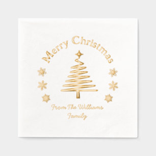 Frohe Weihnachtskiefer Schneeflocken Gold Klassike Servietten Mit Folie