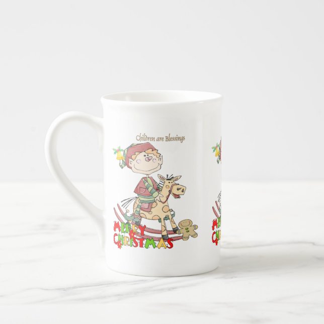 Frohe Weihnachtskinder sind Segen China Tasse (Links)