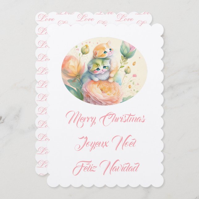 Frohe Weihnachtskitten Einladung (Vorne/Hinten)