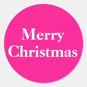 Frohe Weihnachtskleber Elegantes Script Rosa Runder Aufkleber