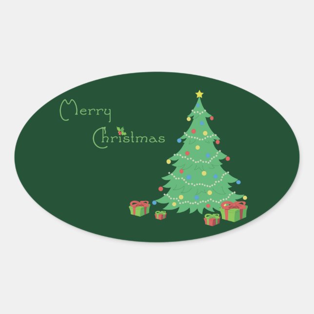 Frohe Weihnachtskleber Ovaler Aufkleber (Vorderseite)