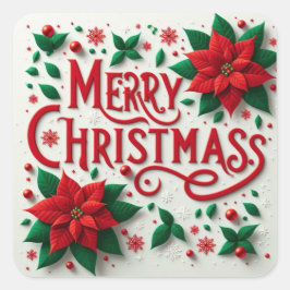 Frohe Weihnachtskleber Quadratischer Aufkleber