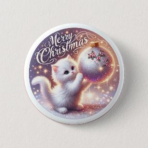 Frohe Weihnachtsknopf mit Kätzchen Button