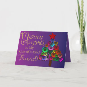 Frohe Weihnachtsknöpfe Tree Ein-Kind-Freund Feiertagskarte