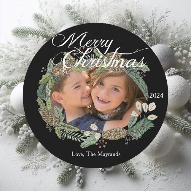 Frohe Weihnachtskone und Grüne Fotokarte Feiertagskarte (Von Creator hochgeladen)