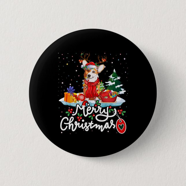 Frohe Weihnachtskostüme Reindeer Niedlich Santa Co Button (Vorderseite)