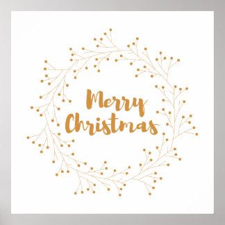 Frohe Weihnachtskranz - golden Poster