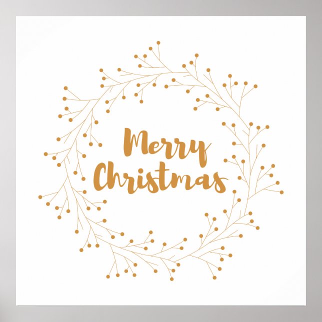 Frohe Weihnachtskranz - golden Poster (Vorne)