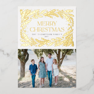 Frohe Weihnachtskranz-Rahmen-Design Folien Feiertagskarte