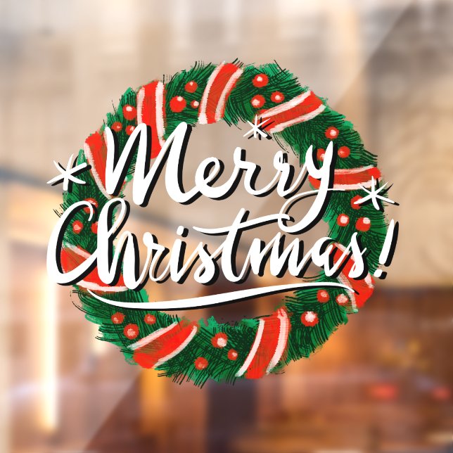 Frohe Weihnachtskranz-Türklammer Fensteraufkleber (Blatt 2)