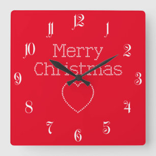 Frohe Weihnachtskreuzstickerei Quadratische Wanduhr