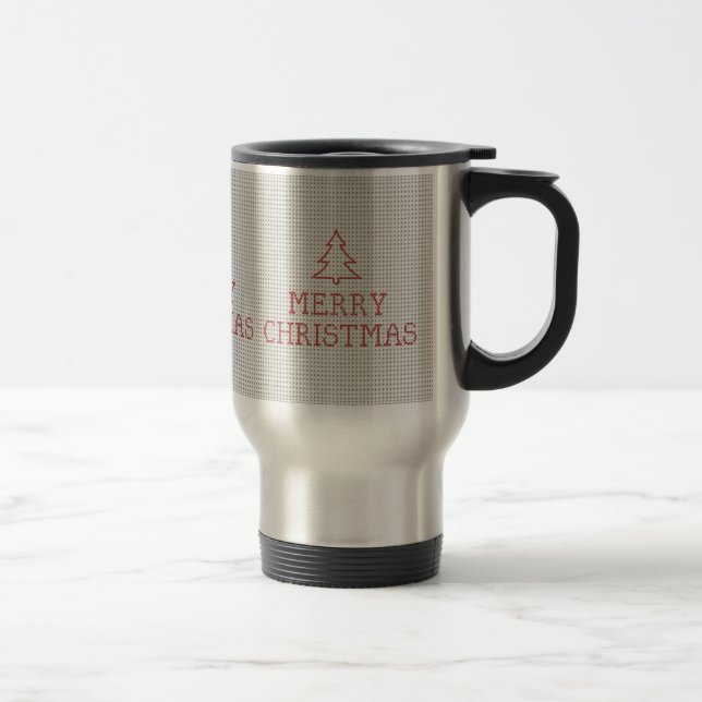 Frohe Weihnachtskreuzstickerei Reisebecher (Rechts)