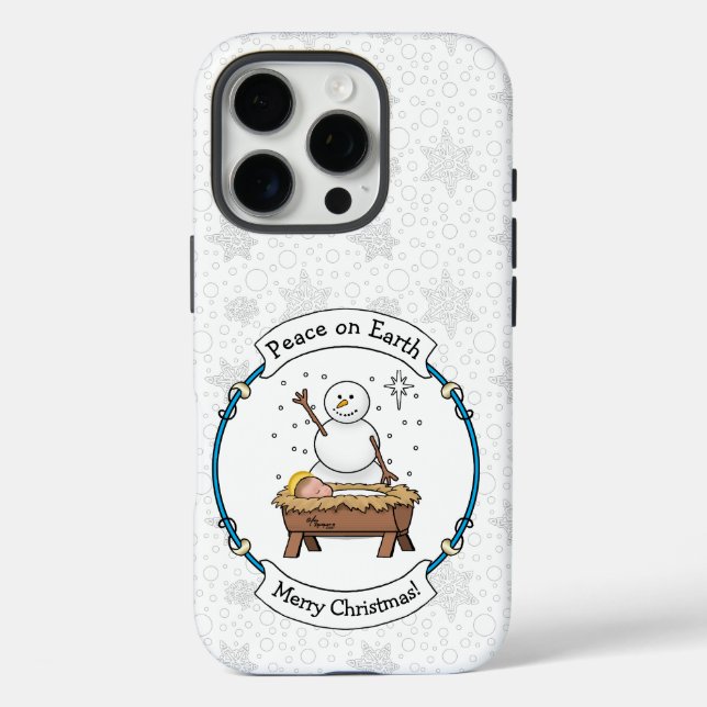 Frohe Weihnachtskrippe Baby Jesus Snowman Case-Mate iPhone Hülle (Rückseite)