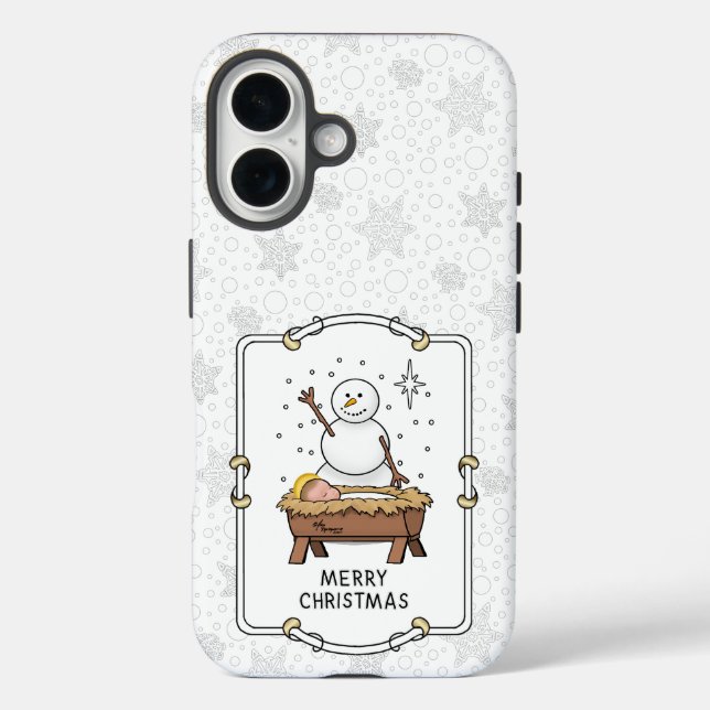 Frohe Weihnachtskrippe Baby Jesus Snowman Case-Mate iPhone Hülle (Rückseite)