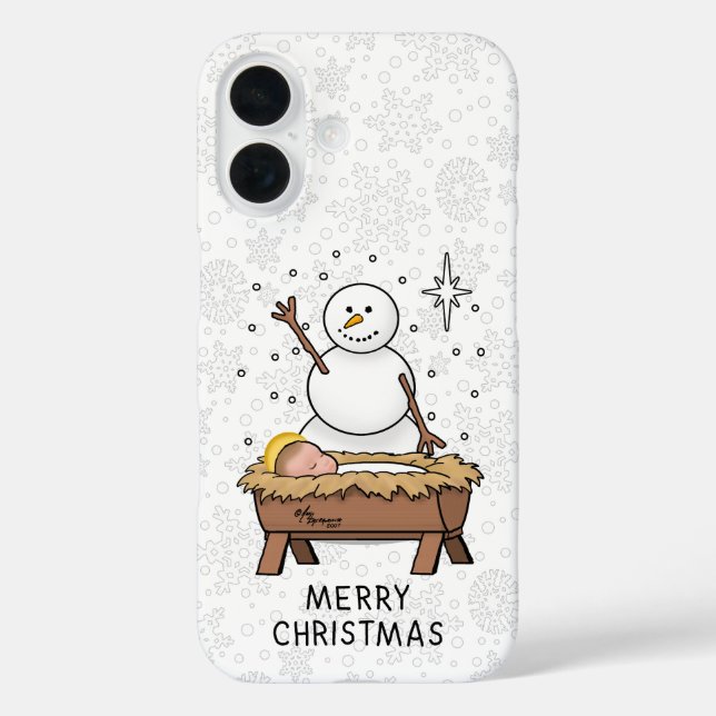 Frohe Weihnachtskrippe Baby Jesus Snowman Case-Mate iPhone Hülle (Rückseite)