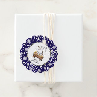 Frohe Weihnachtskrippe Baby Jesus Snowman Geschenkanhänger