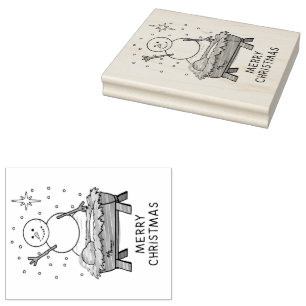 Frohe Weihnachtskrippe Baby Jesus Snowman Gummistempel