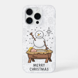 Frohe Weihnachtskrippe Baby Jesus Snowman iPhone 16 Pro Hülle
