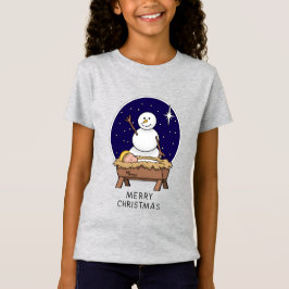 Frohe Weihnachtskrippe Baby Jesus Snowman T-Shirt