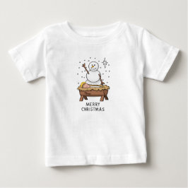 Frohe Weihnachtskrippe Baby Jesus Snowman T-shirt