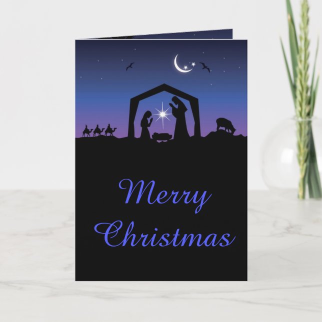 Frohe Weihnachtskrippe Jesus Feiertagskarte (Vorderseite)