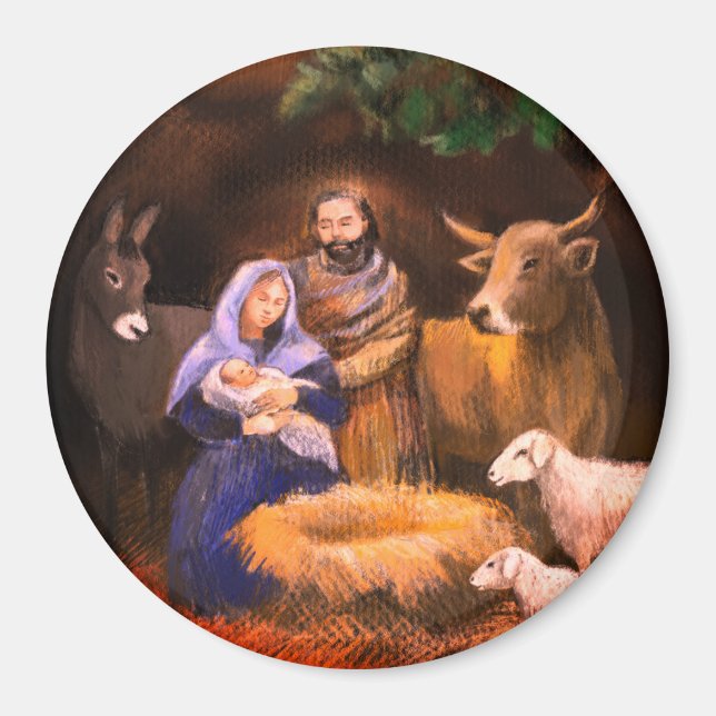 Frohe Weihnachtskrippe Magnet (Vorne)