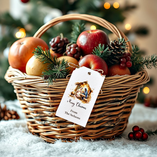 Frohe Weihnachtskrippe personalisiert Geschenkanhänger (Von Creator hochgeladen)