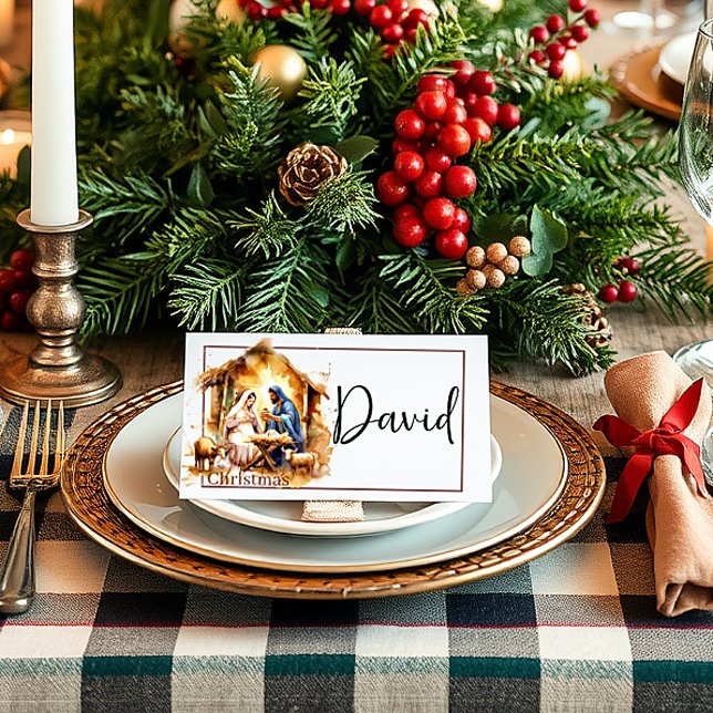 Frohe Weihnachtskrippe Platzkarte (Von Creator hochgeladen)