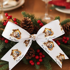 Frohe Weihnachtskrippe Satinband