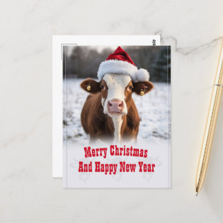 Frohe Weihnachtskuh Postkarte