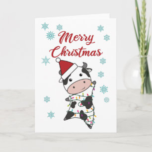 Frohe Weihnachtskühe Schnee Winter Kalb Kühe Karte