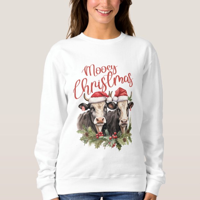 Frohe Weihnachtskühe Sweatshirt (Vorderseite)