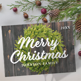 Frohe Weihnachtslandschaft Rustikales Kiefernwald Feiertagskarte