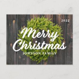 Frohe Weihnachtslandschaft Rustikales Kiefernwald Feiertagspostkarte