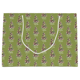 Frohe Weihnachtsleaf Abstrakten Baum Urlaub Große Geschenktüte