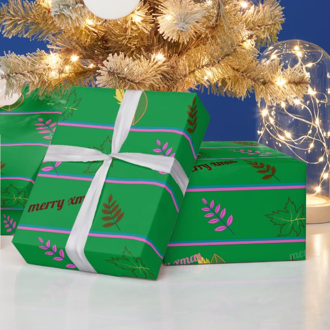 Frohe Weihnachtsleaf Wrapping Paper Geschenkpapier (Feiertage)